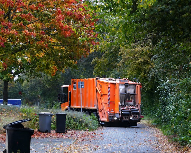 garbage truck in a forest